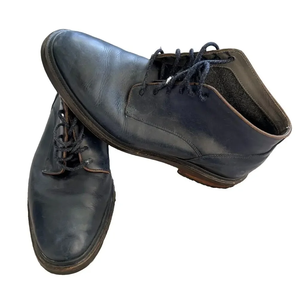 Cole Haan Leather Chukka Lace Up Boots Mens 9.5 Navy Blue Preppy Old Money
